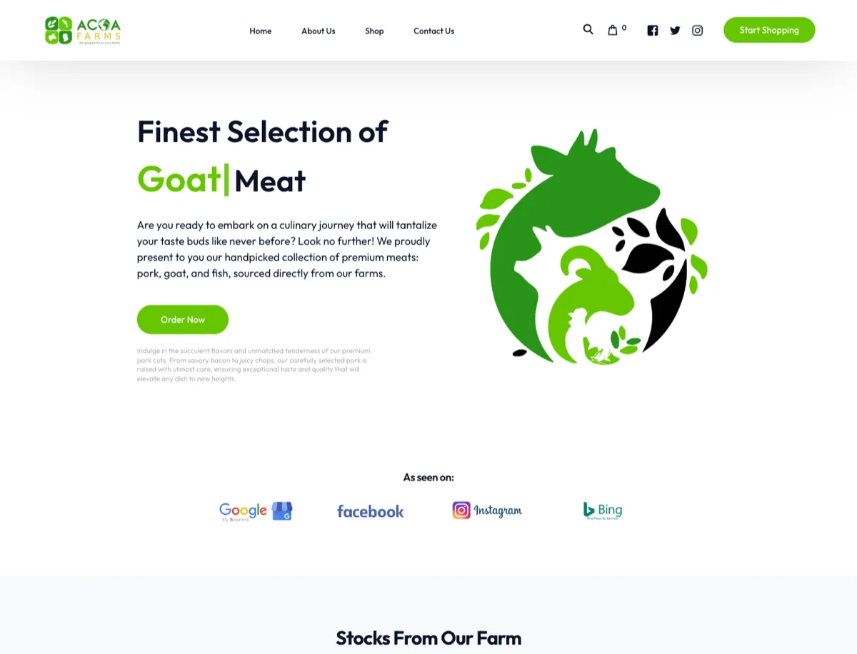 Acoa Farms website