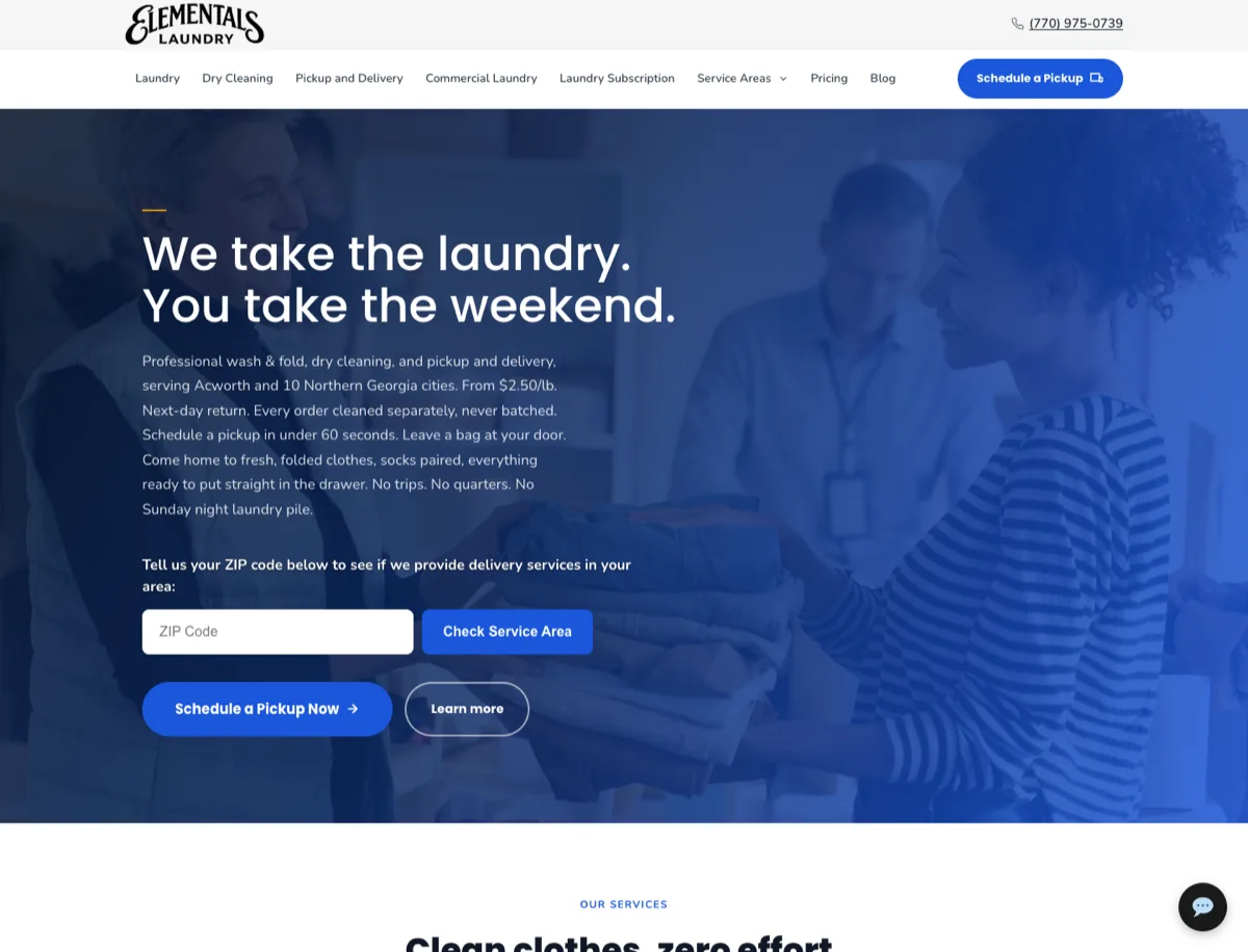 The Elementals Laundry website