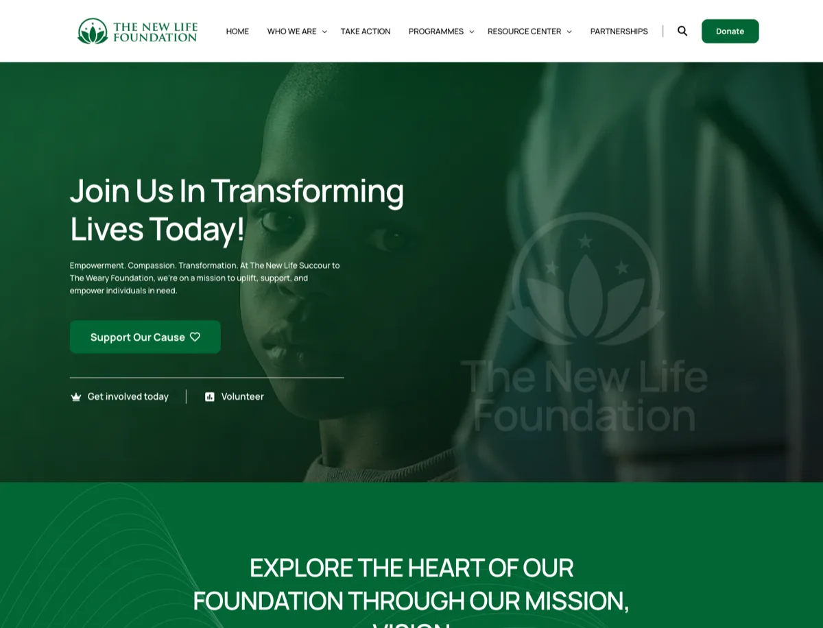 The New Life Foundation website