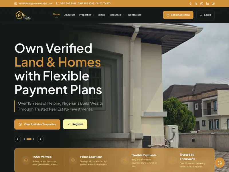 Pentagon Real Estate website designed by DPX