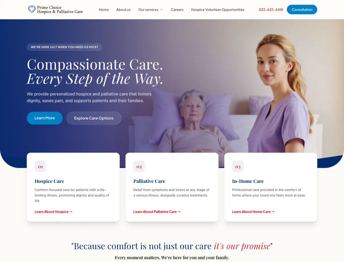 Prime Choice Hospice website