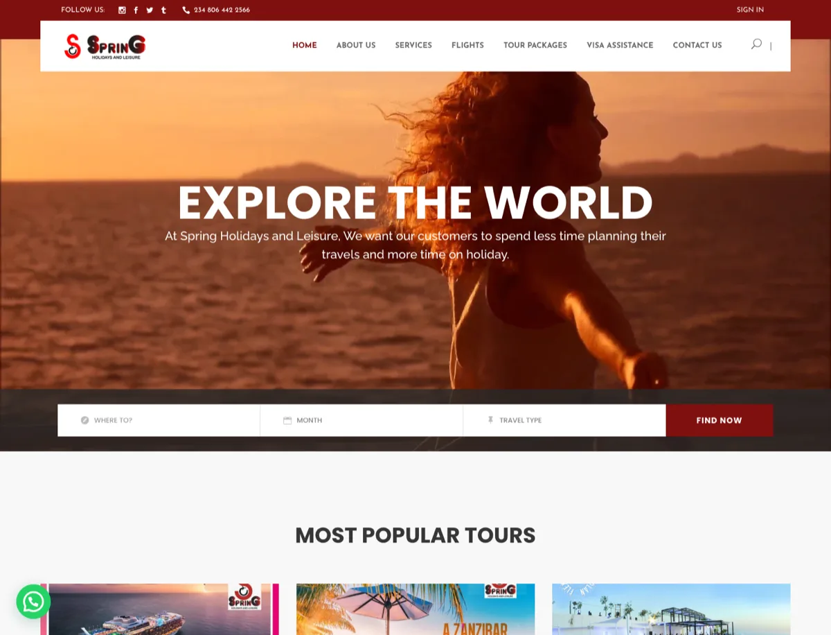 Spring Holidays & Leisure website