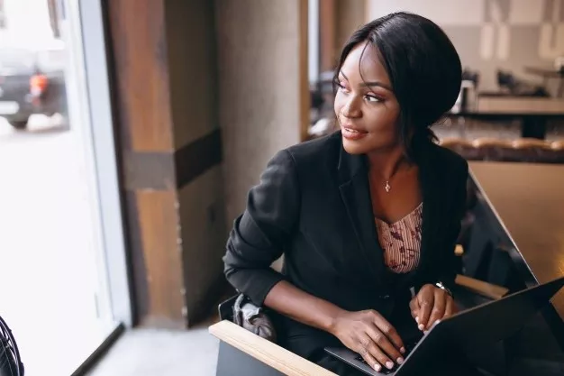 african american business woman working computer